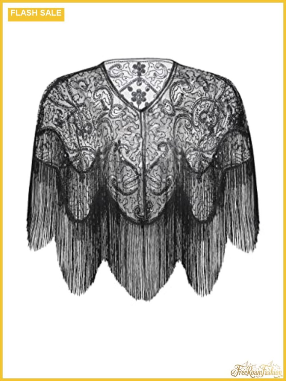 1920s Beaded Sequin Shawl Wrap Tassel Evening Cape Bridal Cover Up